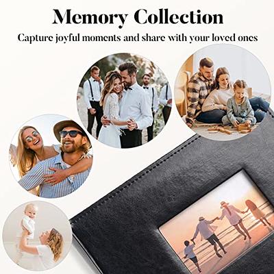 Fabmaker Photo Album with Memo Area, Premium Leather Cover Photo Album with  300 Vertical and Horizontal Pockets, Luxury 4x6 Slip-in Picture Album