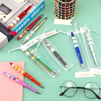 Beadable Ballpoint Pens Bead Rollerball Pen Plastic DIY Ink Pens Beaded Pens  Gift for Kid Student Office School Supplies 