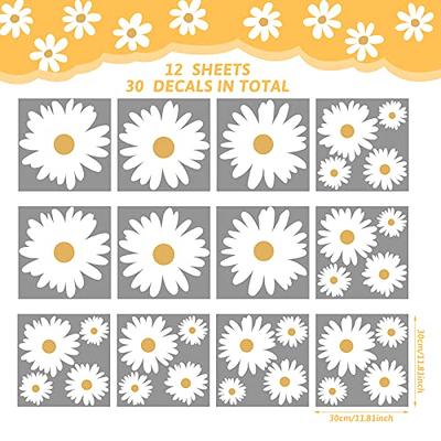 12 Sheets Daisy Wall Decals White Flower Wall Stickers Big Daisy Wall  Stickers Peel and Stick Floral Stickers for Kids Girls Nursery Playroom  Bedroom Living Room Wall Decor (Multi Petal Style) 