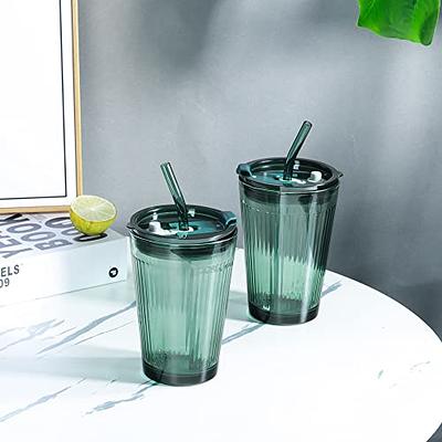 Glass Jar Cups with Lids and Stainless Steel Straws Drinking Glasses Coffee  Cups