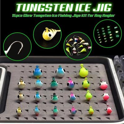 MUUNN Tungsten Ice Fishing Jig Kit,Glow Teardrop Ice Fishing Lures Set for Crappie  Panfish Walleye,Pack of 21，0.50G - 3.00G - Yahoo Shopping