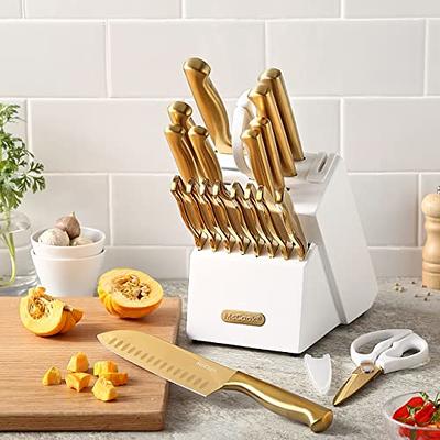 McCook® Kitchen Knife Sets, Golden Titanium Stainless Steel Knives Block  Set with Built-in Sharpener - Yahoo Shopping