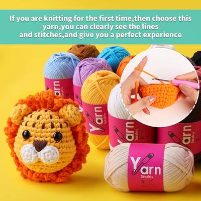 Yarn for Crocheting and Knitting Cotton Crochet Knitting Yarn for Beginners  with Easy-to-See Stitches Cotton-Nylon Blend Easy Yarn for Beginners