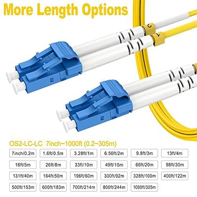 400ft(122m) OS2 LC to LC Single Mode Fiber Patch Cables, Options  7inch~800ft, OS2 Fiber LC to LC Optic Cable 10G SMF LSZH Duplex 9/125μm OD  2.0mm