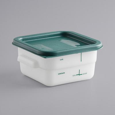 Vigor 6 Qt. Translucent Square Polypropylene Food Storage Container and Red  Lid