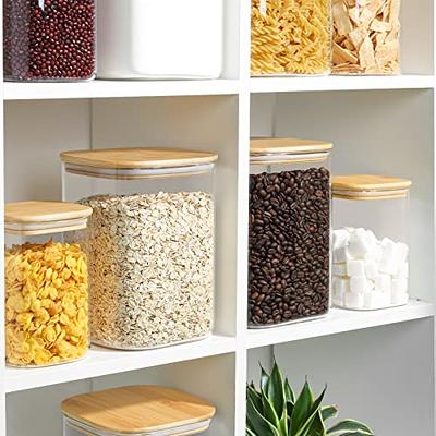 ComSaf Glass Pantry Storage Containers, 138/50 oz Large Square Flour and  Sugar Containers with Airtight Lids, Gallon Glass Jars with Bamboo Lids for