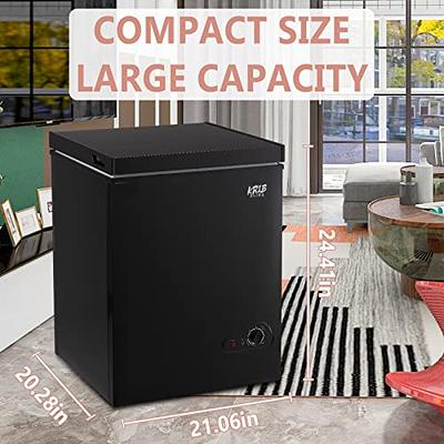 5.0 Cubic Feet Chest Freezer Small Deep Freezers with Removable Storage  Basket Free Standing Top Door Compact Freezer 7 Gears Temperature Control  for