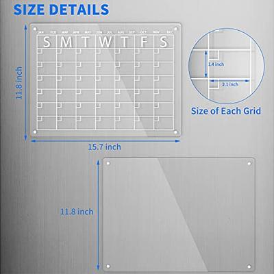 AITEE Acrylic Magnetic Dry Erase Board and Calendar for Fridge, Clear Set  of 2 Dry Erase Board Calendar for Refrigerator Reusable Planner, Includes 6