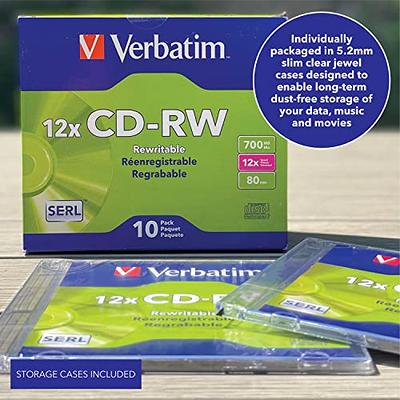 CD-RW Rewritable Disc, 700 MB/80 min, 4x, Jewel Case, Silver, 10