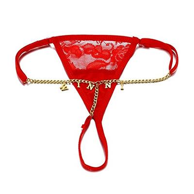 Artsadd Custom G-String Thongs for Women Personalized Letter Name Waist  Chain Underwear Panties T-String Body Jewelry Gift