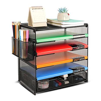 Marbrasse Desk Organizers with File Holder, 5-Tier Paper Letter Tray  Organizer with Handle, Mesh Desk Organizers and Accessories with Drawer and  2 Pen Holder, Desktop Organizer for Office Supplies - Yahoo Shopping