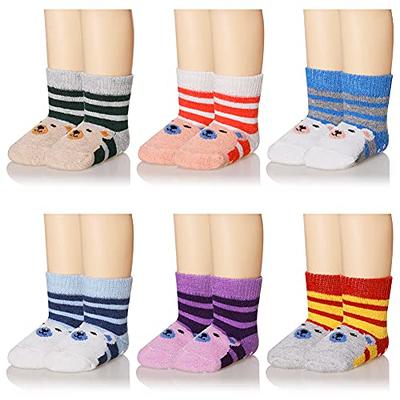 6 Pairs Baby Boy Girl Non Slip Socks Child Toddler Winter Thick Soft Wool  Kids Warm Socks with Grips (Stripe Animal, 0-12 Months) - Yahoo Shopping