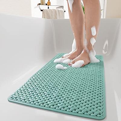 HITSLAM Bath Mat for Tub, Non Slip Bathtub Mat, 40 x 16 Inch Extra Long  Bath Tub Mat, Machine Washable Bathroom Shower Mat with Suction Cups and  Drain