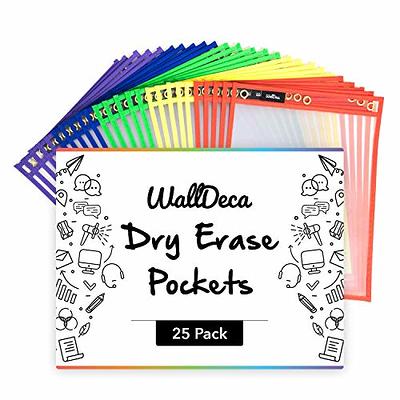 Scribbledo Dry Erase Pockets, 6 Pack Reusable Dry Erase Sleeves with Marker  Holder, Colorful Dry Erase Pocket Sleeves for School or Work, Assorted