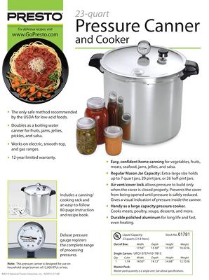 Presto Pressure Canner & Cooker Aluminum 23 qt.