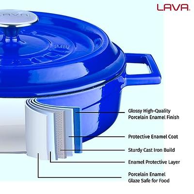 Lava Cast Iron 4 Qt. / 11 Enameled Multi Purpose Dutch Oven with Lid -  Round