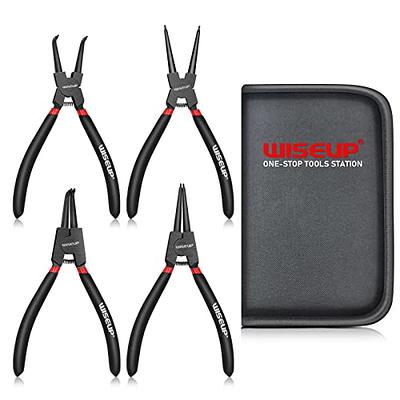 4 Pcs Snap Ring Pliers Set, Heavy Duty Circlip Pliers Kit 7 inch for Snap Ring Removal Tool Retaining Straight Bent Lock Ring Pliers Set with