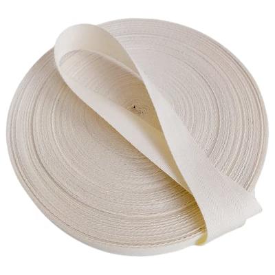 White Herringbone Cotton Twill Tape Ribbon 