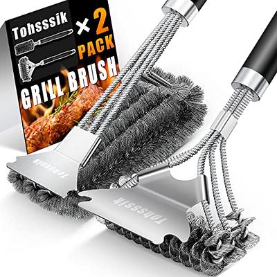 2 Pcs Bbq Cleaning Wire Brush Bbq Cleaner Brush With Scraper