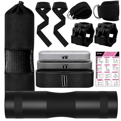 Barbell Squat Pad for Standard Set, Work Out Set Gym Equipment Accessories for Women, 7pcs Barbell Pad for Hip Thrust with 2 x Gym Ankle Straps & 3