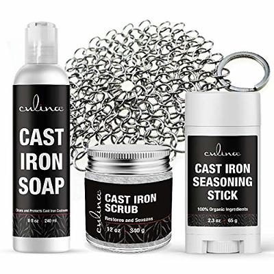 Culina Cast Iron Seasoning Stick & Soap Set | All Natural Ingredients |  Best for Cleaning, Non-stick Cooking & Restoring