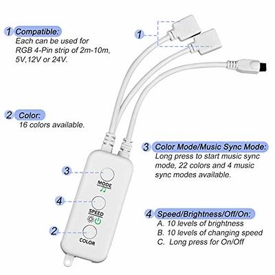 LED Remote Replacement with Controller, Bluetooth RGB LED Controller Set  with APP/Music Sync Only Compatible with 12V 10mm RGB LED Lights Strip  (12V/36W Power Adapter Included) - Yahoo Shopping