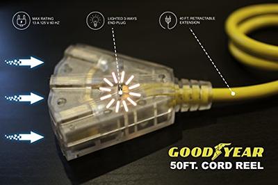 Goodyear Extension Cord Reel 12AWG x 50' Triple Tap