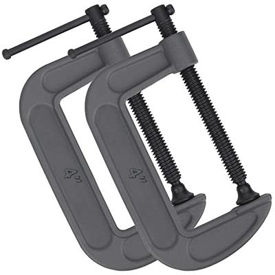 2 Pack C-Clamp Set 4 Inch Heavy Duty G Clamps with 4 Inch Jaw Opening,  Industrial Strength 4 G Clamps with Sliding T-Bar Handle, C Clamps for  Woodworking, Welding, Building, Gray 