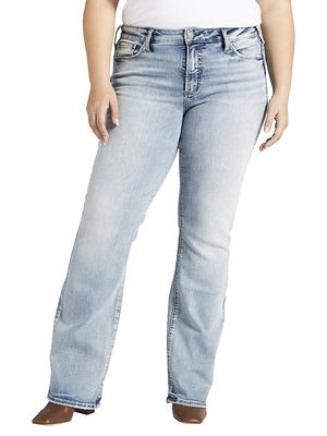 Womens Plus Size WAX High Waist Whiskered Jeans, Blue, Size 20