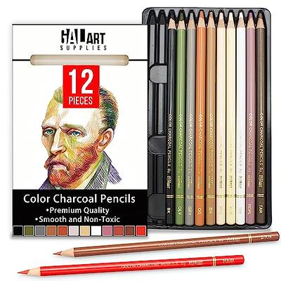 Galart Colorful Charcoal Pencils for Drawing Set- 12 Pieces Pre