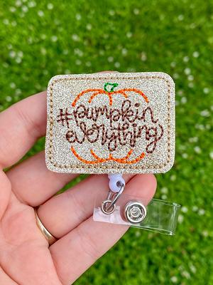 Pumpkin Badge Reel - Id Badge Glitter Name Halloween Cute Thanksgiving Reel  - Yahoo Shopping