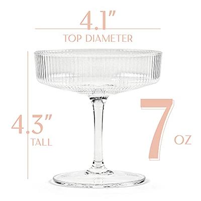 Vintage Art Deco Coupe for Champagne, Martini, Cocktails, Glasses | Set of 6 | 7 oz Classic Cocktail Glassware - Manhattan, Cosmopolitan, Sidecar