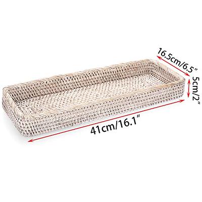 Veichin Bathroom Decor Counter Tray, Bamboo Vanity Tray with Double-Sided  Sign, Toilet Paper Basket Countertop Organizer, Toilet Tank Tray