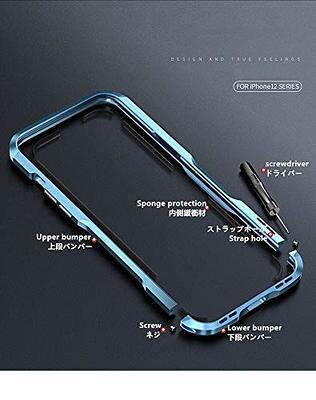 Aluminum Frame Metal Bumper Slim Hard Case Cover for iPhone 12 Pro Max 12  Mini, Metal Frame Armor with Soft Inner Bumper, Raised Edge Protection