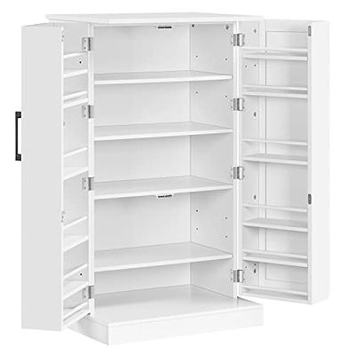 JEROAL 41''Pantry Storage Cabinet, White Freestanding Kitchen Pantry  Storage Cabinet with Adjustable Shelves & Doors, Buffet Cupboards Sideboard  for
