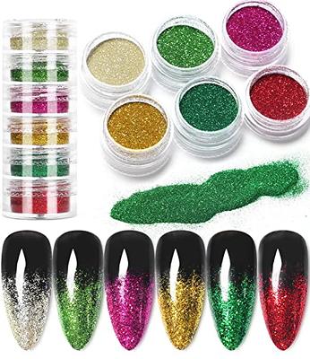 Mixed 6 Types Rose Gold Nail Glitter Set Holographic Mirror