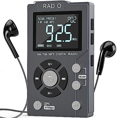 AM FM Portable Pocket Radio Mini Digital LCD Stereo Receiver+Earphone+USB  Cable