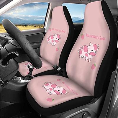 Pink Car Accessories Set Car Seat Covers Full Set Steering Wheel Cover  Headrest Cover with Center Console Pad Cup Cup Holders Seat Belt Pads Gear