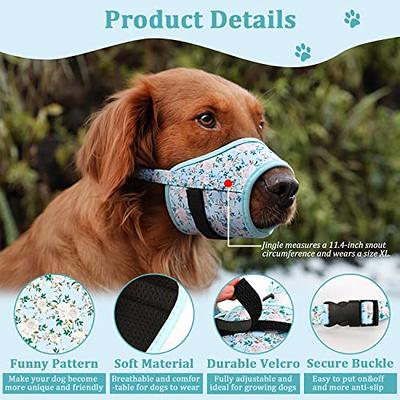 LUCKYPAW Dog Muzzle, Soft Dog Muzzles for Small Medium Large Dogs,  Breathable Printed Muzzles with Adjustable Strap to Stop Biting and  Chewing, Allows