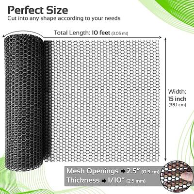 QueenBird Upgraded Plastic Chicken Wire Fence Mesh - 15.7in x 10ft- Black/Green/White Colors - Hexagonal Fencing for Gardening - Poultry Netting