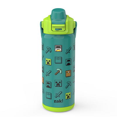 Zak Designs 16oz Plastic Kids' Water Bottle with Bumper and Antimicrobial Spout 'Minecraft