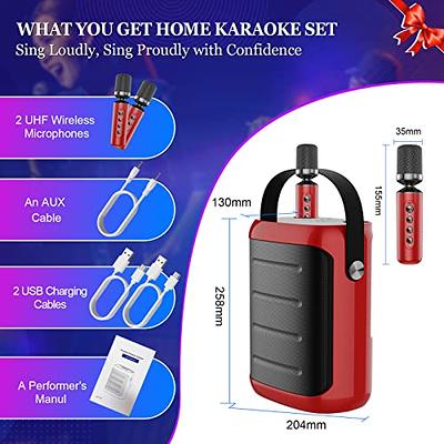 JYX Karaoke Machine for Adult with 2 Wireless Microphones Bluetooth  Portable Speaker PA Karaoke System Set with Karaoke, FM Radio, Recording  Functions