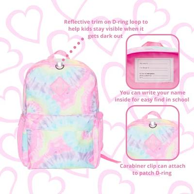 Girls/Women pink tie dye backpack w/ lunch box and water bottle 6 piece set