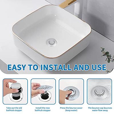 Bathtub Drain Plug, 2 in 1 Bathtub Stopper & Drain Hair Catcher, with  Stainless Steel Filtered Pop-Up Drain Filter for US Standard Bathtubs Drain  Hole Diameter (1.6-2.0 Inch) 