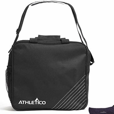 Athletico Bowling Bag for Single Ball - Single Ball Tote Bag with Padded Ball Holder - Fits A Single Pair of Bowling Shoes Up to Mens Size 14 (Black)