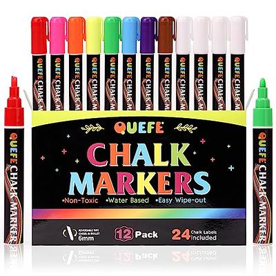 Quefe 12pcs Liquid Chalk Markers Assorted Colors, 6mm Chalkboard