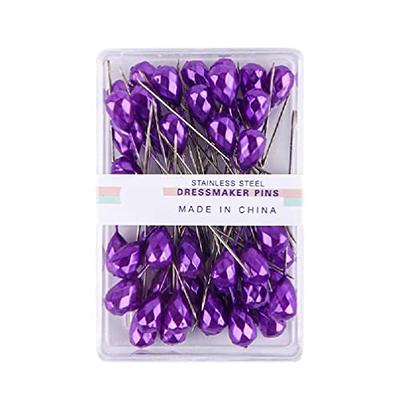 50PCS Sewing Pins with Clear Box 2Inch Quilting Pins Colored Diamond-Head  Long Straight Pin for Fabric Sewing DIY Crafts-Black