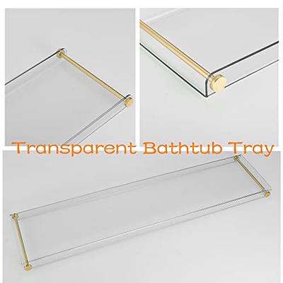 Acrylic Bathtub Tray Caddy, Clear Bath Shelf Tub Rack with Golden