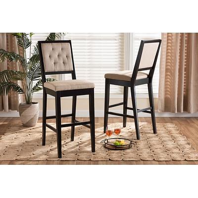 Baxton Studio Theron Bar Stool Set of 2 Beige Yahoo Shopping