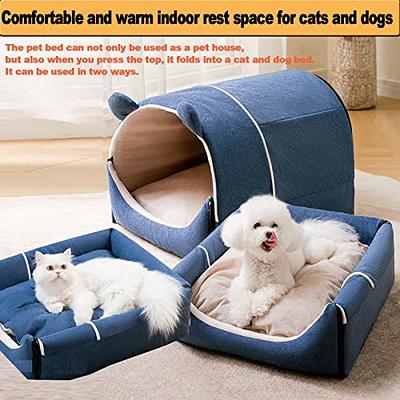  Jiupety Dog House Cozy, 2 in 1 Small Dog House, L Size for  Small Medium Dog, Comfy Cave Portable House for Dogs, Brown : Pet Supplies